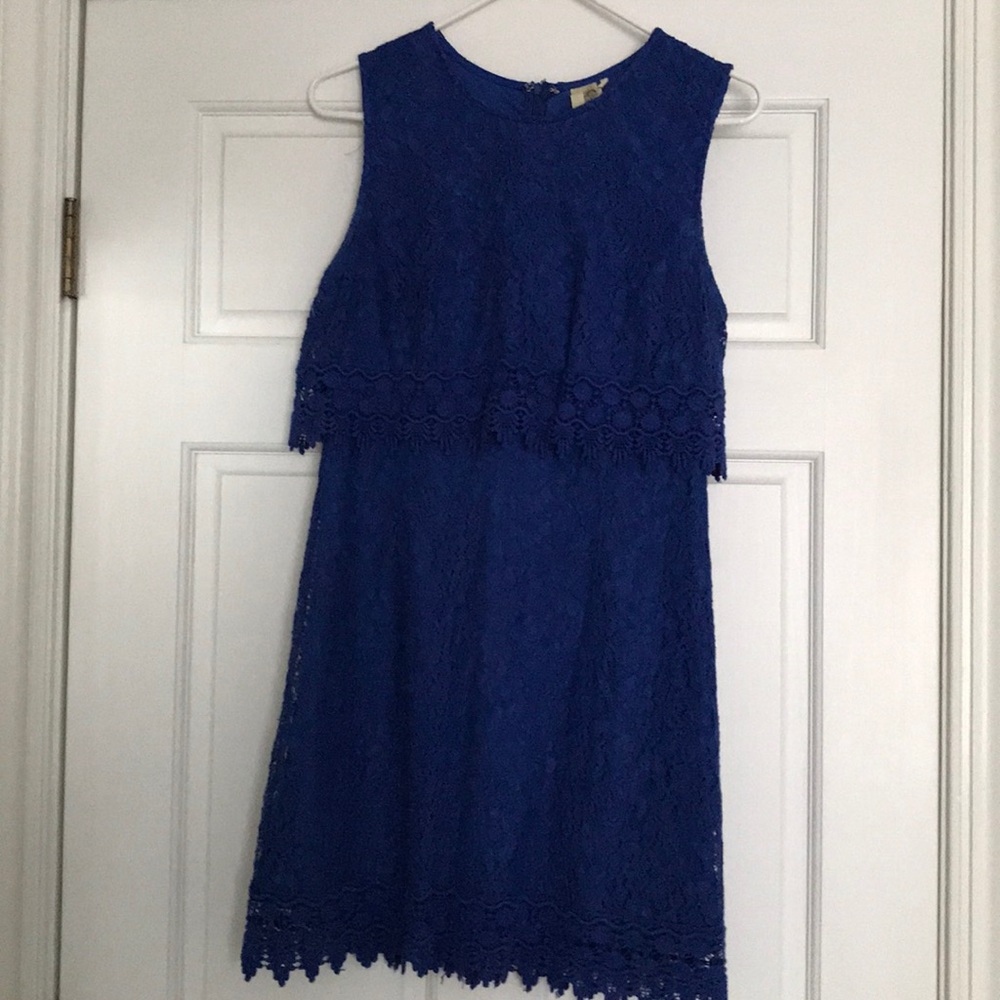 Royal Blue Embroidered Lace Dress